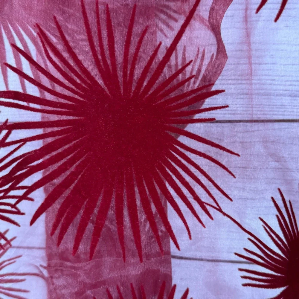 IKEA Fenja Blad Sheer Starburst Burgundy Velvet Curtains Pair 55x115